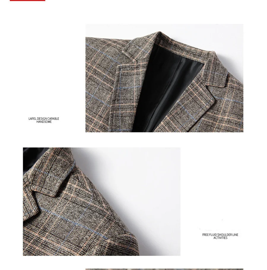 Bolubao-blazer masculino formal, primavera-outono, estampa britânica, casamento, negócios, casual, terno, 2021