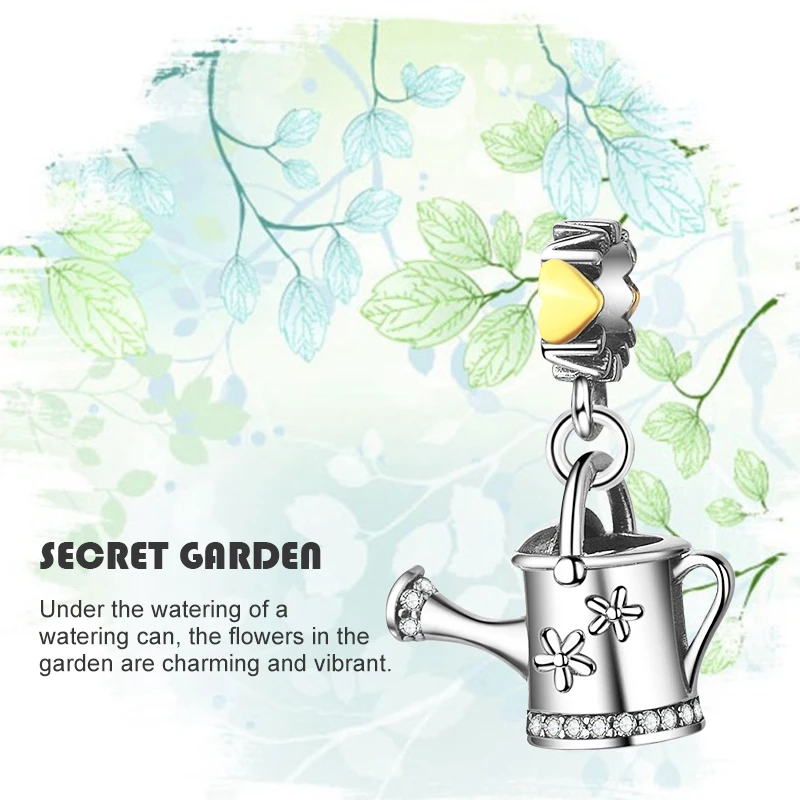 

Strollgirl new 100% 925 Sterling Silver Watering flower Water Bottle Bead Charm Fit Pandora Bracelet Jewelry Exquisite hot Gifts