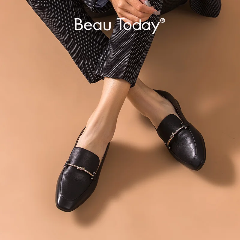 Мокасины BeauToday женские из воловьей кожи плоская подошва круглый носок без