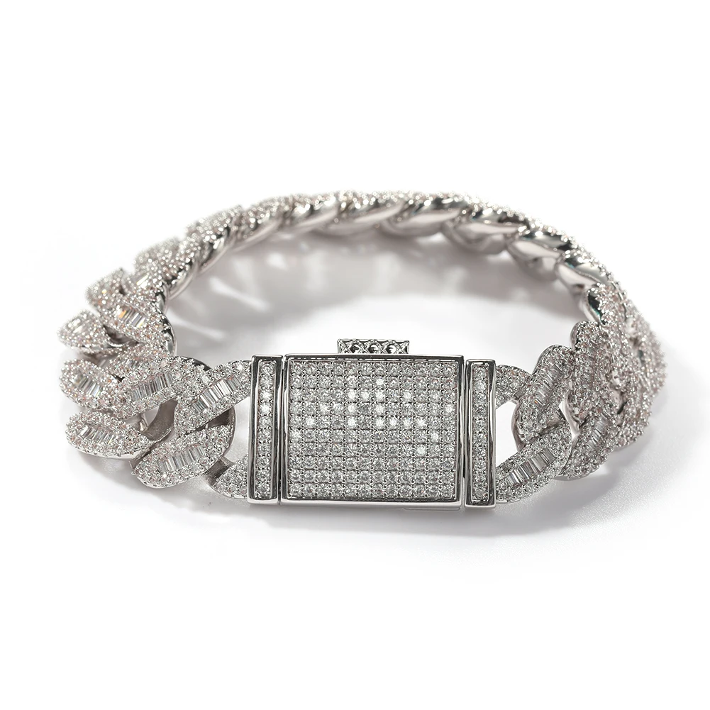 TBTK 16mm Luxury Miami Cuban Link Necklace Iced Out BaguetteCubic Zirconia Bracelet HipHop Fashion Jewelry For Party Gift