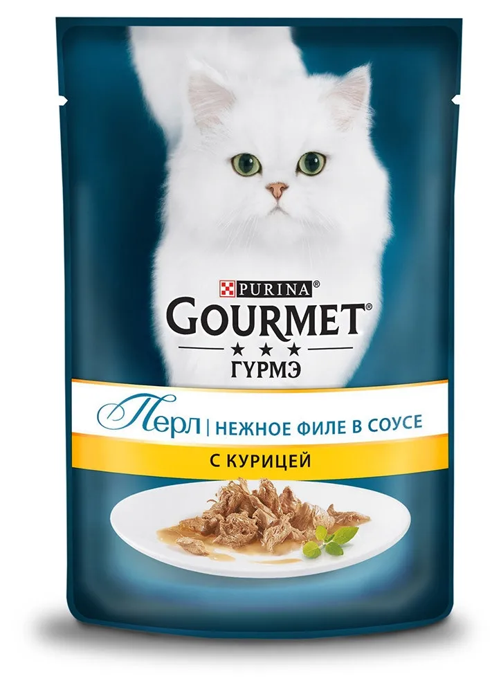 Корм влажный Gourmet Perle Мини-филе для кошек с курицей, 85 г(24 шт