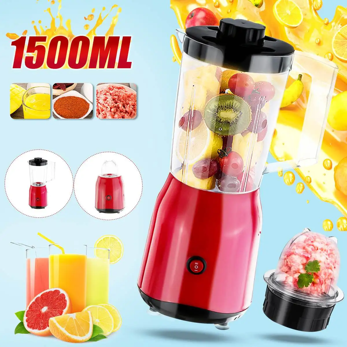 Becoence 1500 мл 220 в 250 Вт 2 стойла многофункциональная пищевая машина для питания сока-блендер смеситель Бутылка Чашка Измельчить сушеные фрукты