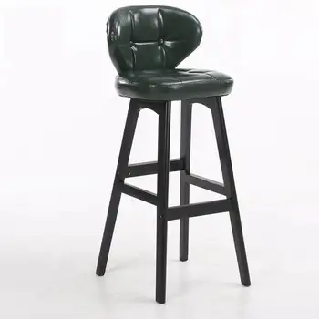 

Solid Wood Bar Stool Modern Minimalist Bar Chair Backrest High Stool Bar Stool Front Desk Cashier High Chair Home