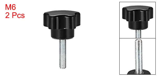 M6 x 15mm Uxcell 2 предмета звезда ручки M6/M8/M10 15/20/25/30/35/40/45/50/70/80 мм с наружной резьбой Сталь цинка серьги-гвоздики черный PP - Цвет: M6 x 15mm