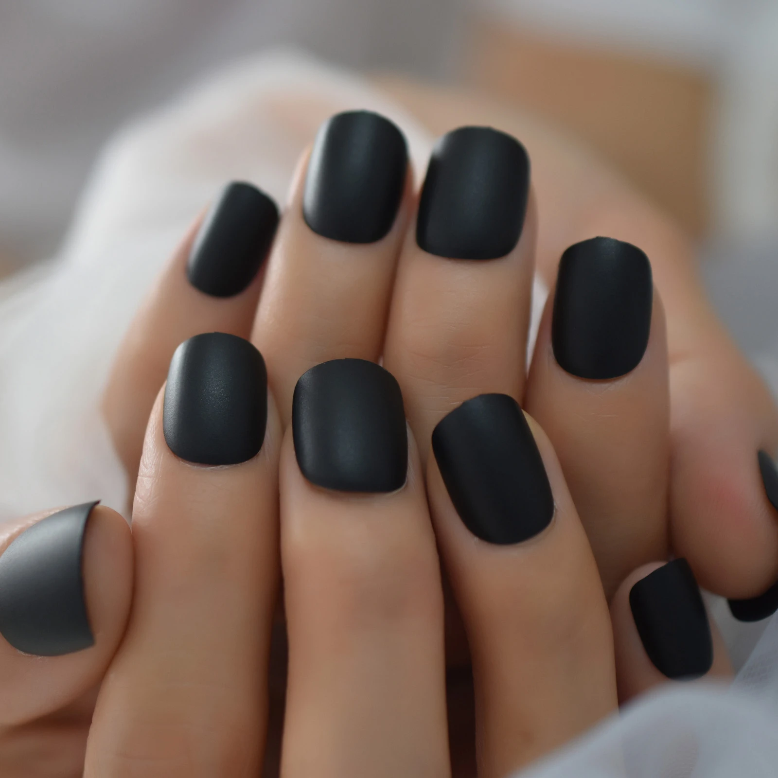 Matte Black Nails Fake Artificial Short Press On Nails Round squoval Shape Salon Beauty False Nail Tips For Home Work|False Nails| - AliExpress matte-black-nails-fake-artificial-short-press-on-nails-round-squoval-shape-salon-beauty-false-nail-tips-for-home-work-false-nails-aliexpress