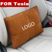 Замшевая ткань автомобильное сиденье на спине поясная подушка поясничная поддержка Отдых Подушка для Tesla модель S модель X Model3