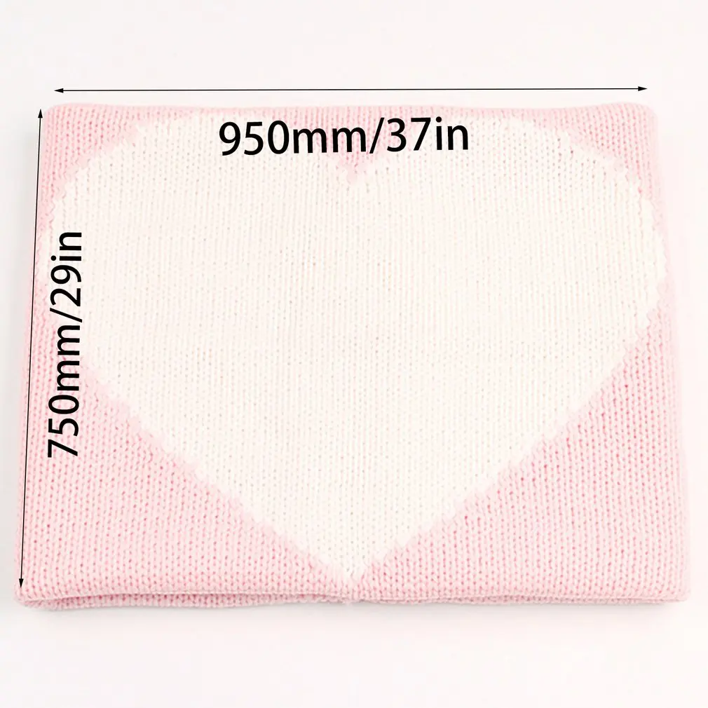 Baby Blankets Newborn Cute Heart Shape Knitting Wrap Blanket Super Soft Infant Bedding Baby Blanket Sleeping Knitted for 0-6 age