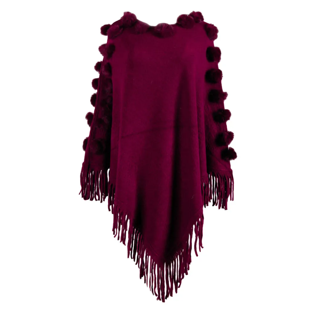 Jumper Soft Warm Pull Femme Autumn Winter Thick Sweater plus size Round-Necked Cloak Shawl Collar Pure-Color Sweater