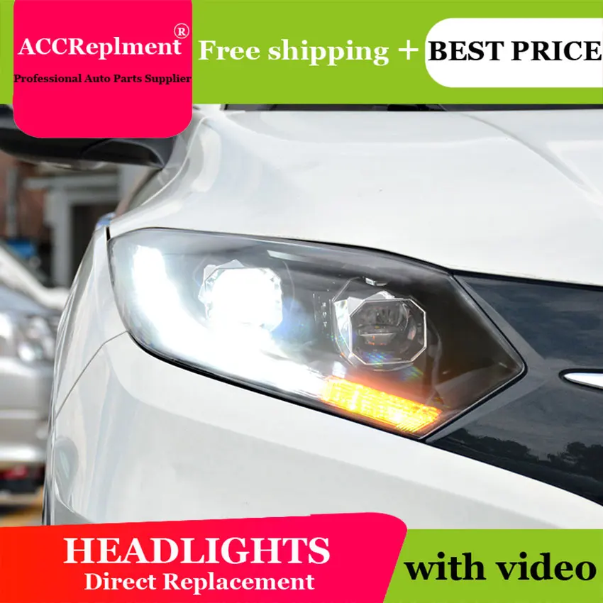 Автомобильный Стайлинг для Honda Vezel фары- светодиодный фонарь светодиодный drl H7 hid Bi-Xenon двойные линзы ближнего света