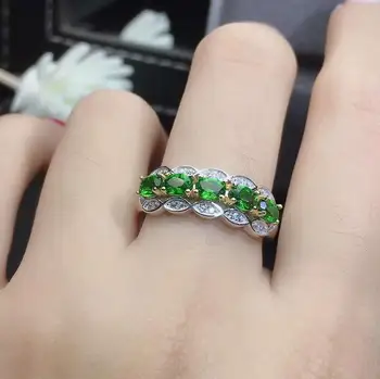 

Free shipping Natural And Real Diopside ring 925 sterling silver Fine jewelry For men or women