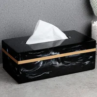 European Style Marble Pattern Paper Box Resin Material Tissue Box Simple Living Room Coffee Table Creative Napkin Paper Box 1