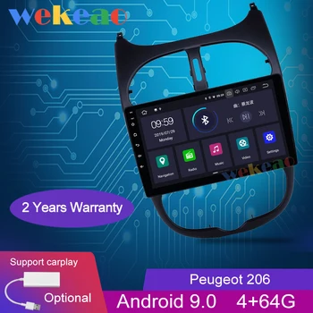 

Wekeao Touch Screen 9'' 1Din Android 9.0 Car Radio Automotivo Dvd Player For Peugeot 206 Auto GPS Navigation 4G Stereo 2000-2016