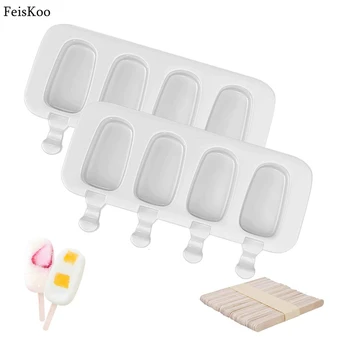 

2pcs Silicone Ice Cream Mold Popsicle Molds DIY Homemade Dessert Freezer Fruit Juice Ice Cream Maker Mould with Popsicle Sticks