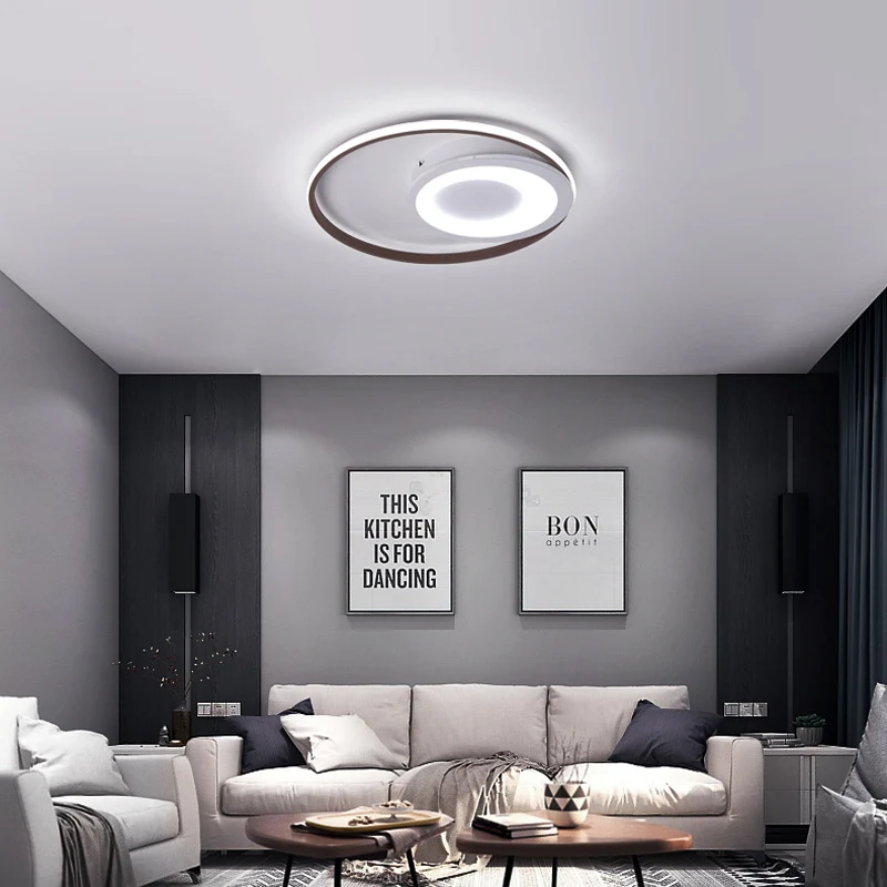 Brown aluminum and acrylic chandelier ceiling mounted modern LED chandelier lighting for bedroom kitchen dining room living room