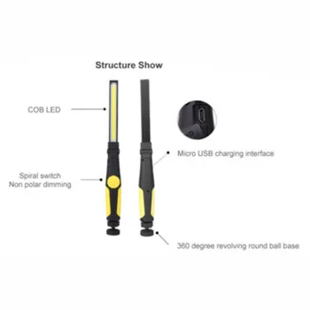 

Yellow Rechargeable LED COB Work Light Mechanic Flashlight Lamp Magnetic Base Durable And Practical To Use