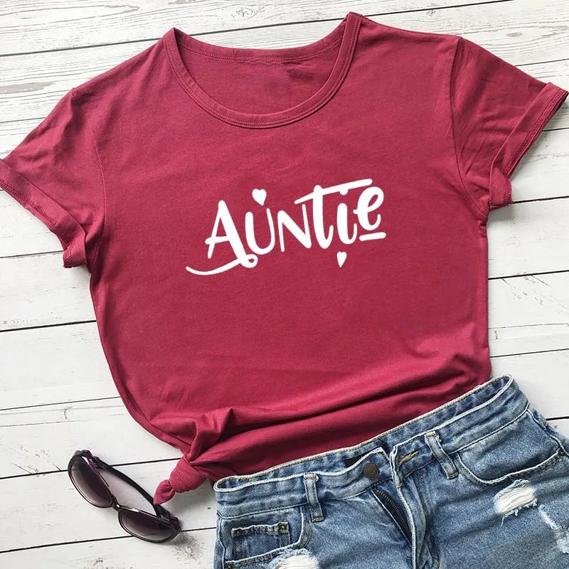 

Auntie Graphic New Arrival Women's Funny Casual 100%Cotton Short Sleeve Tops Tee Summer Stylish Funny T-Shirt Aunt To Be Shirt Aunt Birthday Gift Sister Gift