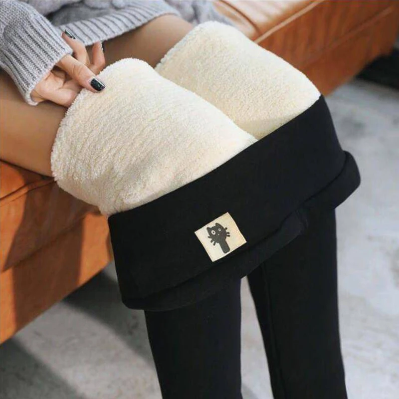 

Women Solid Comfortable Stretchy Thermal Plus Size Fleece Lined Velvet Keep Warm Pants Winter Women Leggings High Waist Leggings