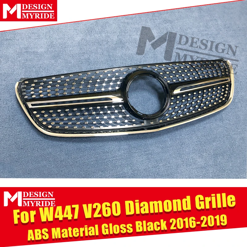 Diamonds Grille For V Class W447 Grills Fits For MercedesMB Vito Sport V260 V250 ABS Black Grills W