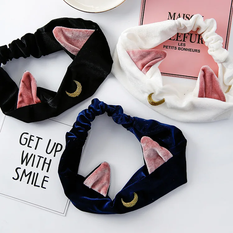 Sailor Moon Luna Cat Ears Hair Band Accessory Headband Anime Cosplay Cute Face Washing Clean Makeup Tool Lolita Headwear | Тематическая