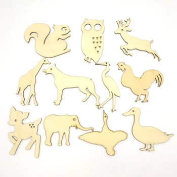 

10pcs /lot Lovely Animal Wood Chips Fashion Christmas Party Home Decoration DIY Veneer Scrapbooking Crafts