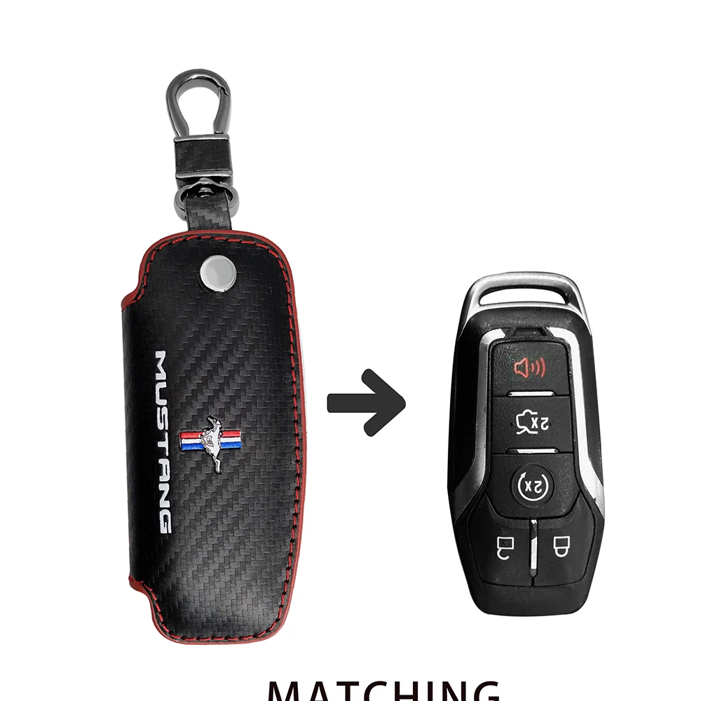 Чехол для ключей автомобиля из углеродного волокна Keychai кожаный чехол для ford Mustang V8 GT EcoBoost Shelby ключ сумка Защита Coldre автомобильный стиль