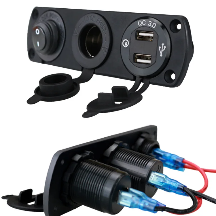 DIY водонепроницаемый QC3.0 USB зарядное устройство вольтметр Прикуриватель разъем 3 в 1 Зарядная панель для автомобиля лодки RV Морской Скутер грузовик
