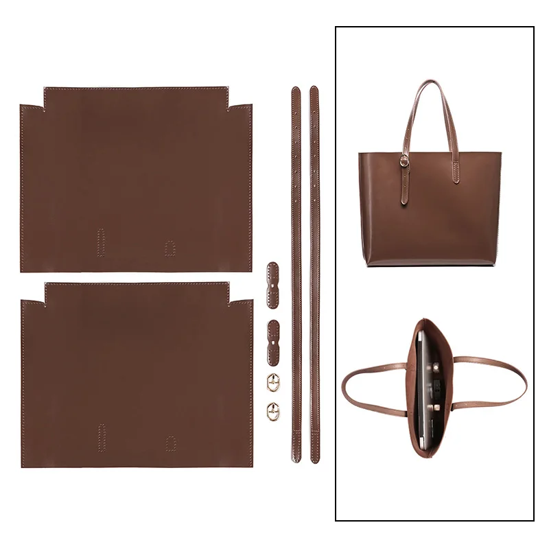 Handmade Knitting Gifts DIY Material Bag Tote Bag Shoulder Bags High Capacity Real Cowhide All-match Handbag Hand-sewn DIY Mate