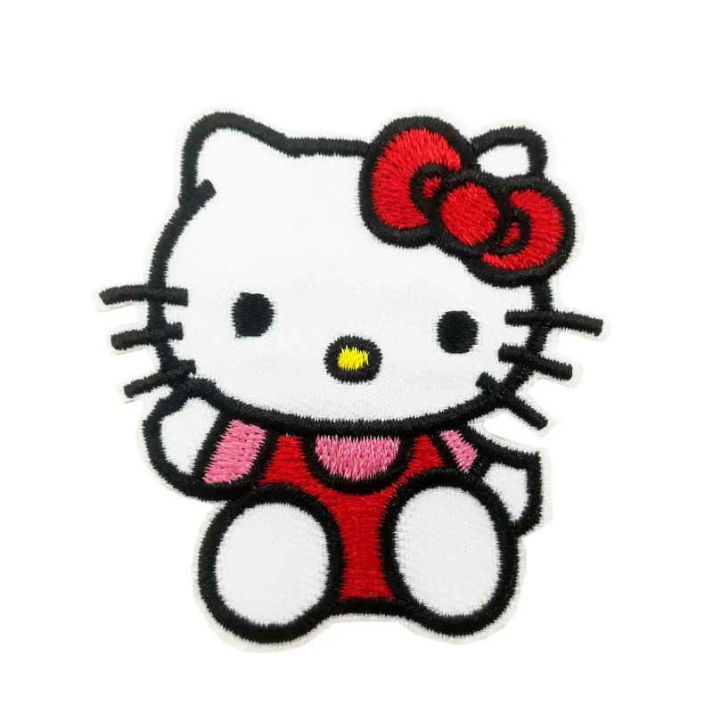 Hello kitty красный бант милая девочка из мультфильма дети вышитые железа на патч аппликация значок