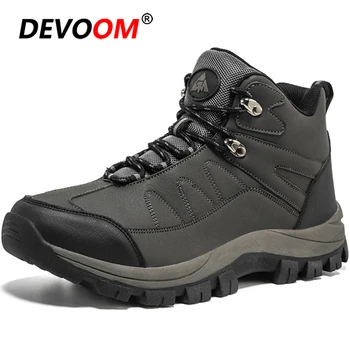 

2020 Winter Outdoor Waterproof Hiking Shoes Men Non-slip Mountain Desert Boots Plus Size 46 Leather Trekking Climbing Shoes Men
