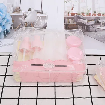 

9pcs/set Professional New Portable Transparent Travel Cosmetic Bottle Points Bottling Six Sets Plastic Material 100% new