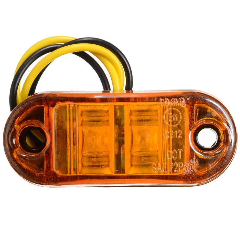 10Pcs Yellow 2LED Car Trailer Truck Side Marker Light Clearance Lamp Side Marker Indicator Trailer Light Rear Side Lamp