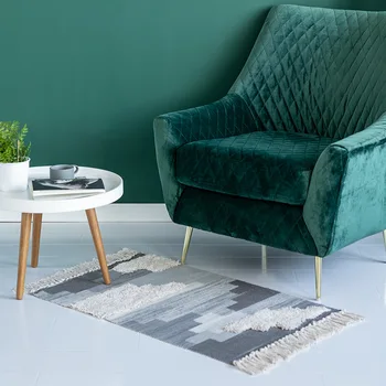 

Alfombra Retro Carpet For Living Room Bedroom Handwoven Rug Cotton Tassels Yarn Dyed 60x90cm Table Ruuner Bedspread Tapestry mat