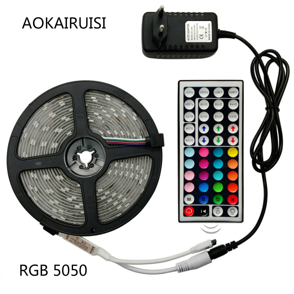 

LED Strip Light RGB 5050 SMD 2835 Flexible Ribbon fita led light strip RGB 5M 10M 15M Tape Diode DC 12V+ Remote Control +Adapter