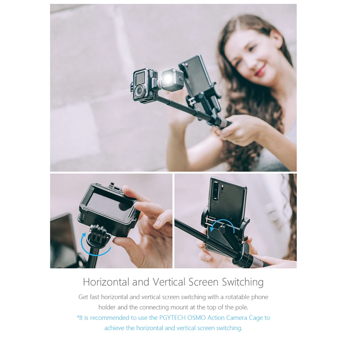 PGYTECH удлинитель штатив селфи палка плюс для DJI OSMO ACTION/OSMO POCKET/GoPro 8 Insta360 One X аксессуары для спортивной камеры