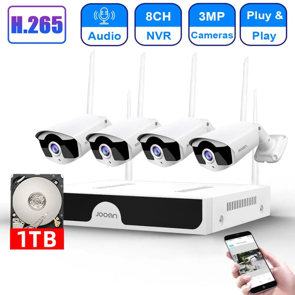 US $155.63 H265 8ch Nvr 3mp Camera Wireless Nvr Kit Wifi Security System 3mp Audio Sound Outdoor Cctv Ip Camera P2p Video Surveillance Set