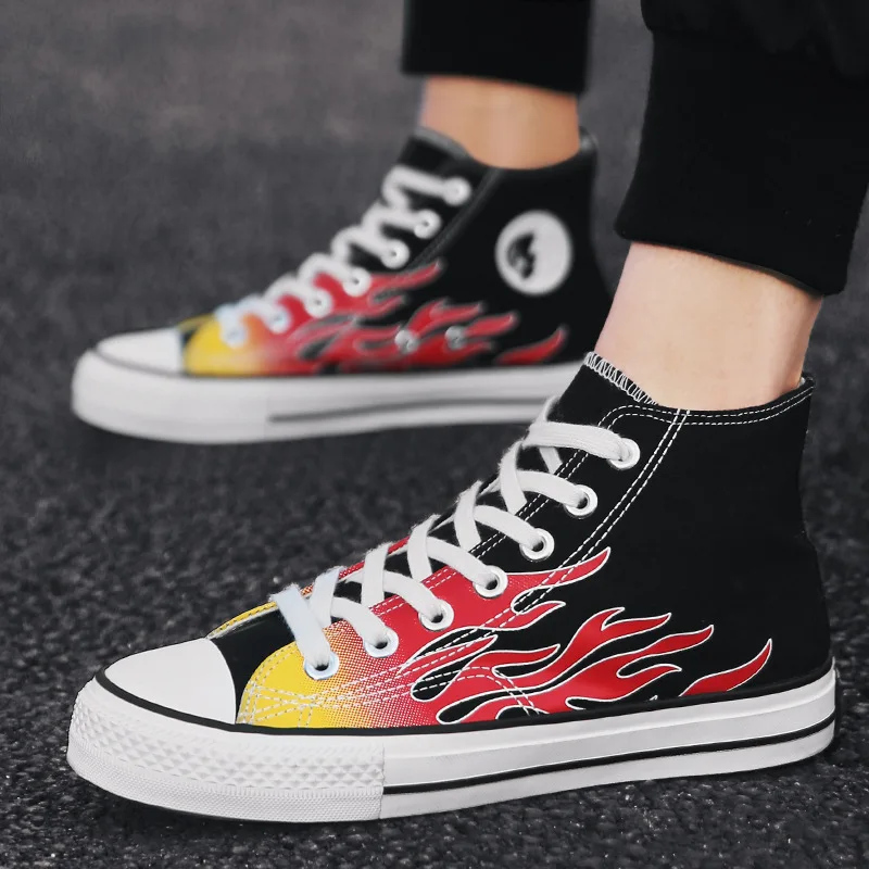 2019 Осенняя обувь Мужская классическая парусиновая модная повседневная с высоким