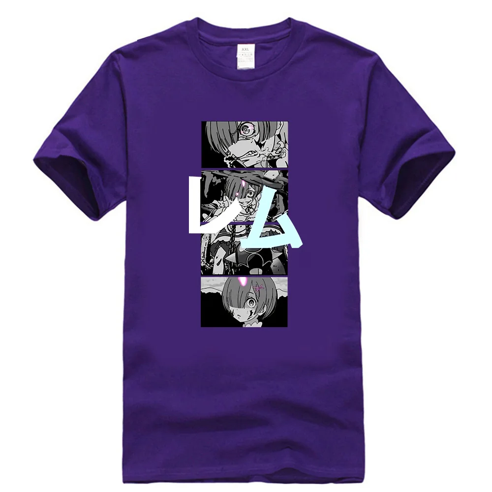 Legit Re Zero Rem демон они форма файтинга аниме аутентичная футболка Ts5Gwb Летний стиль повседневная одежда футболка - Цвет: Фиолетовый