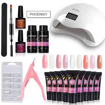 

PHOENIXY Poly UV Gel Set 48W/80W Nail Dryer Acrylic Builder Nail Gel Kit Jelly Camouflage Finger Extension 15ml Soak Off UV LED