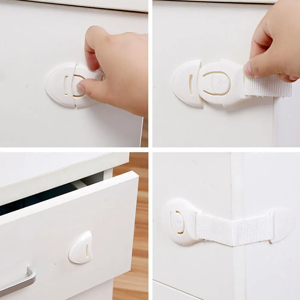 Baby Products Baby Safety Lock Children'S Drawer Lock Cabinet Door Lock Cloth With Lock Long Lock White