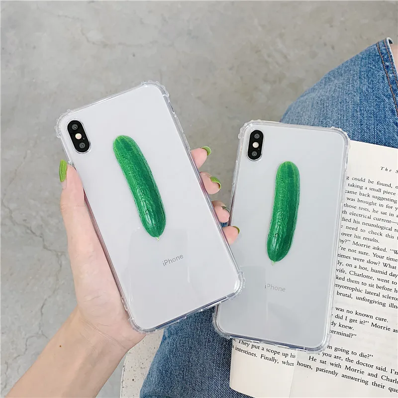 

Fashion cucumber Fruits Soft TPU Phone Case For iPhone X XS Max XR 7 8 6 S 6S Plus Coque Cute Transparent Silicone Cover