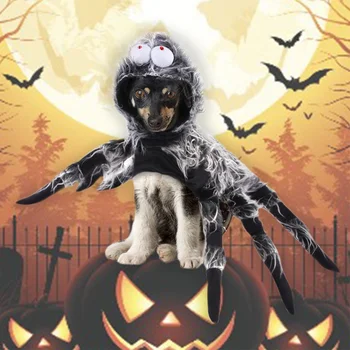 

Halloween Carnival Pet Spider Clothes Festival Decoration For Dogs And Cats Black Party Dress Up Simulation Plush Spider Costume