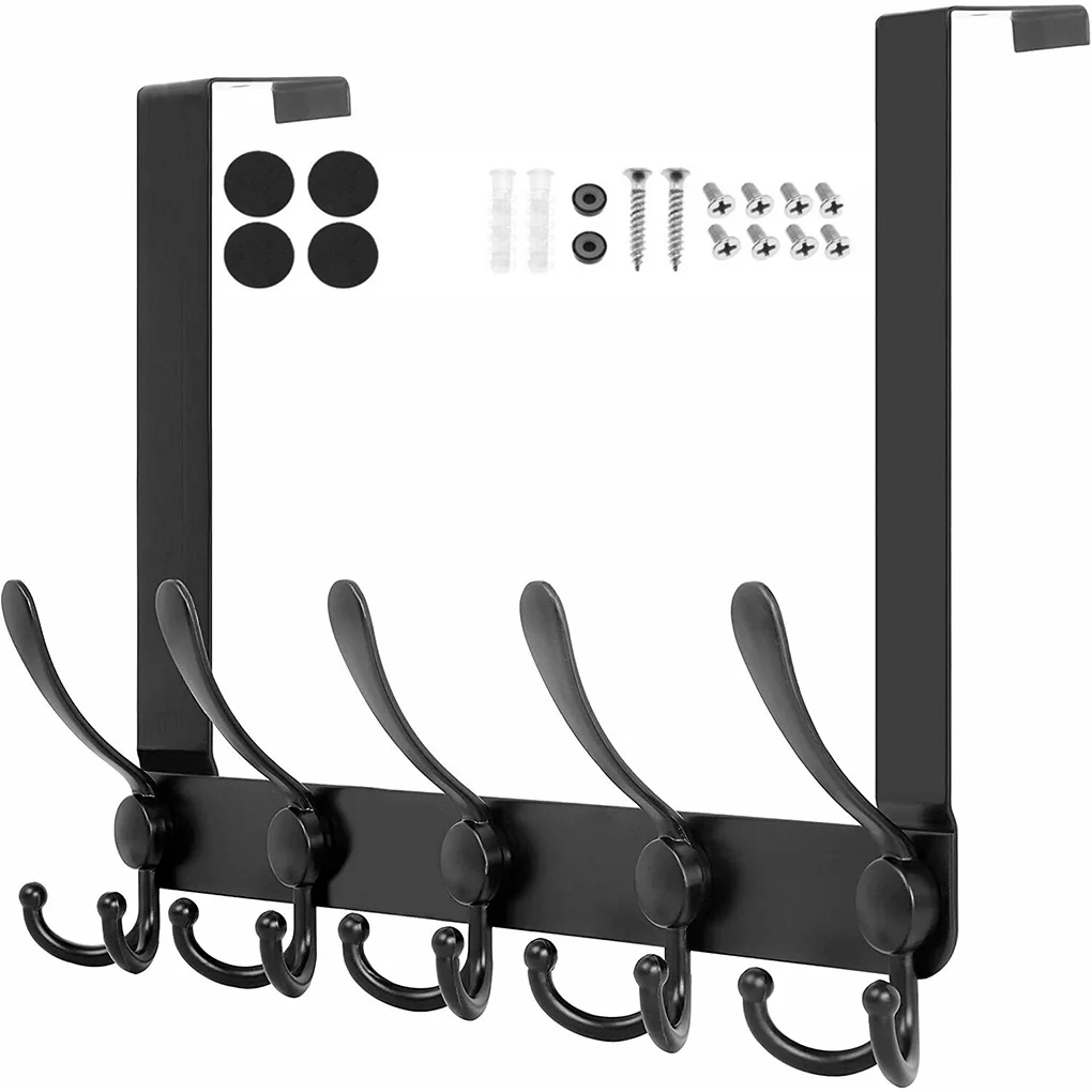 Door Hooks Hanger Holder Wall Mounted Coat Rack Stainless Steel Clothes Bag Hat Hanging Shelf Hooks Over The Door 5