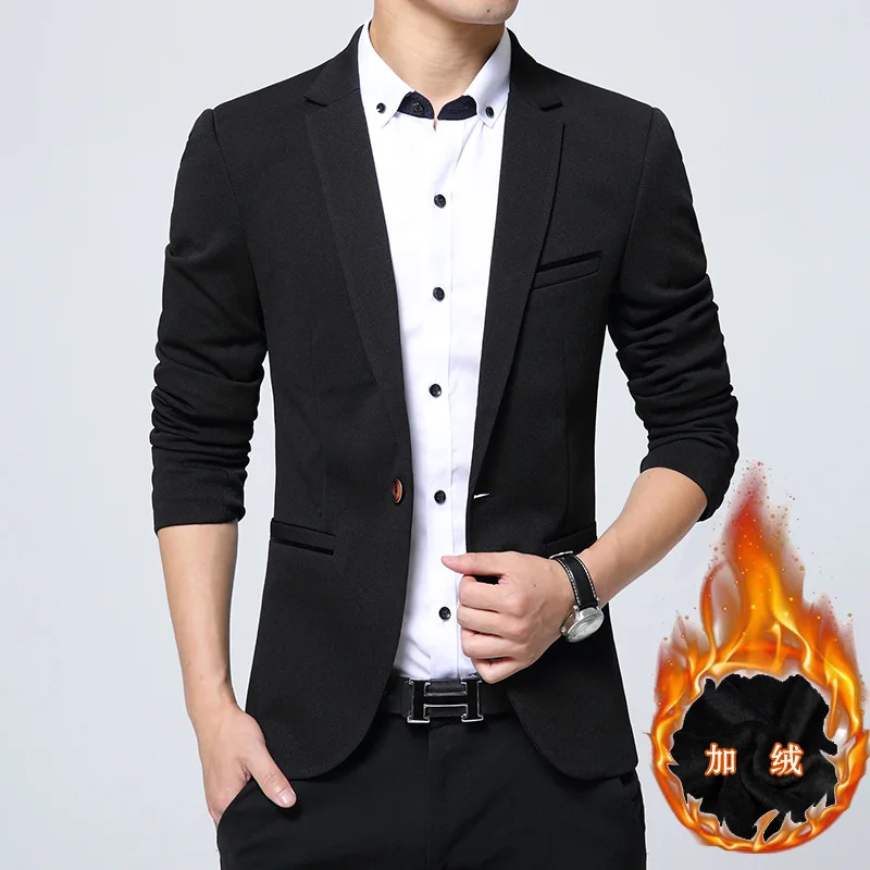 

Men Korean-style Casual Suit Winter Thick Suit Coat Large Size Brushed And Thick Slim Fit Suit Tops
