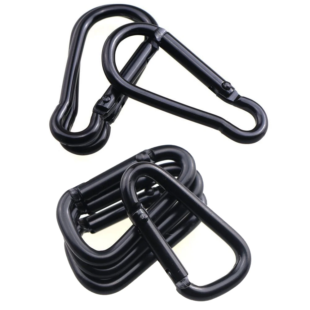 Black Aluminum Alloy D Carabiner Outdoor Spring Snap Clip Water Bottle Hooks Keychain Outdoor Climbing Camping Hiking Tool keychain carabiner carabiner clips 3 Pcs
