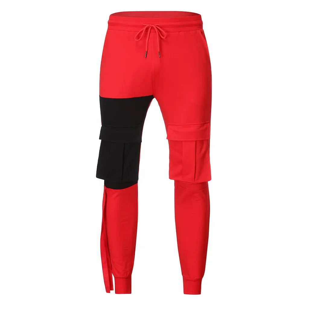 Discount Men's Side Pocket Patchwork Straight Harem Pants 2020 Hip Hop Casual Male Tatical Joggers Trousers Fashion Streetwear Pants JR06