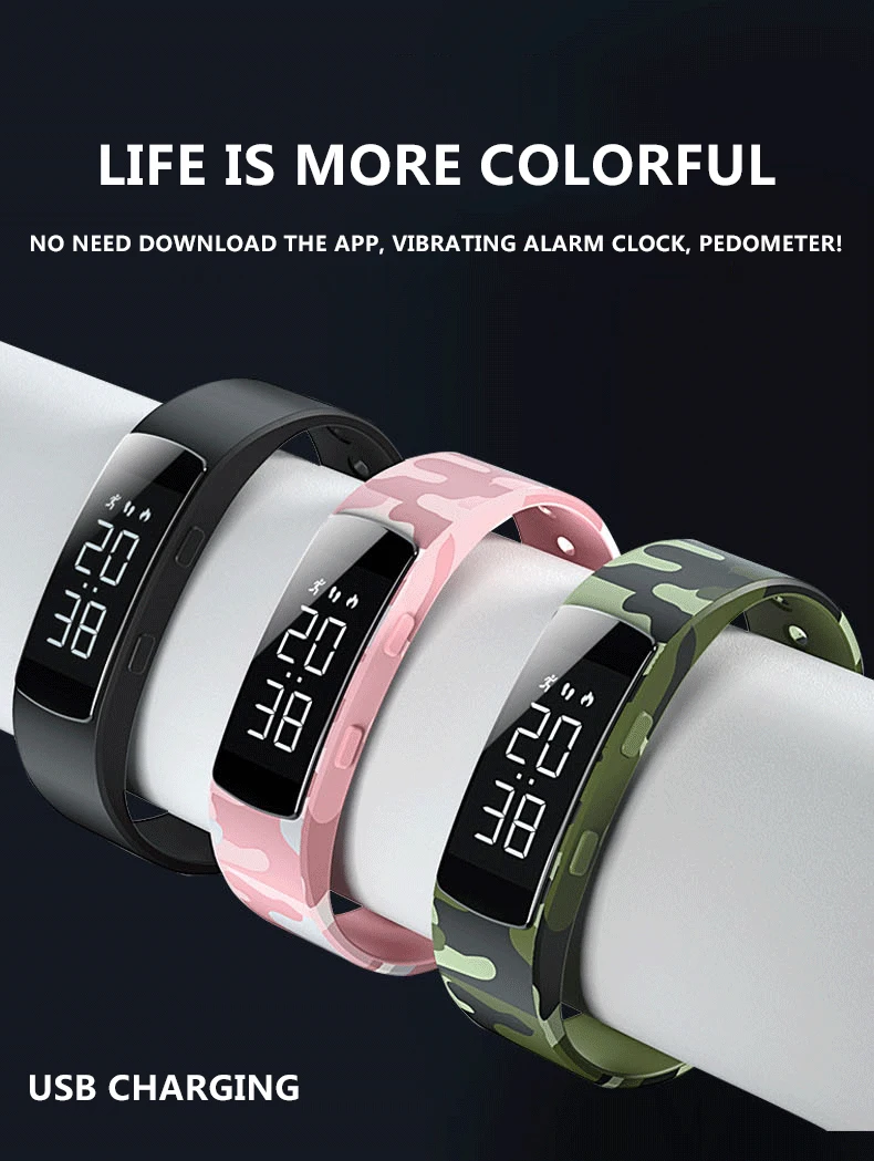 DFOTIM оригинальные модные камуфляжные цифровые водонепроницаемые часы женские электрические спортивные часы Смарт зарядный браслет часы