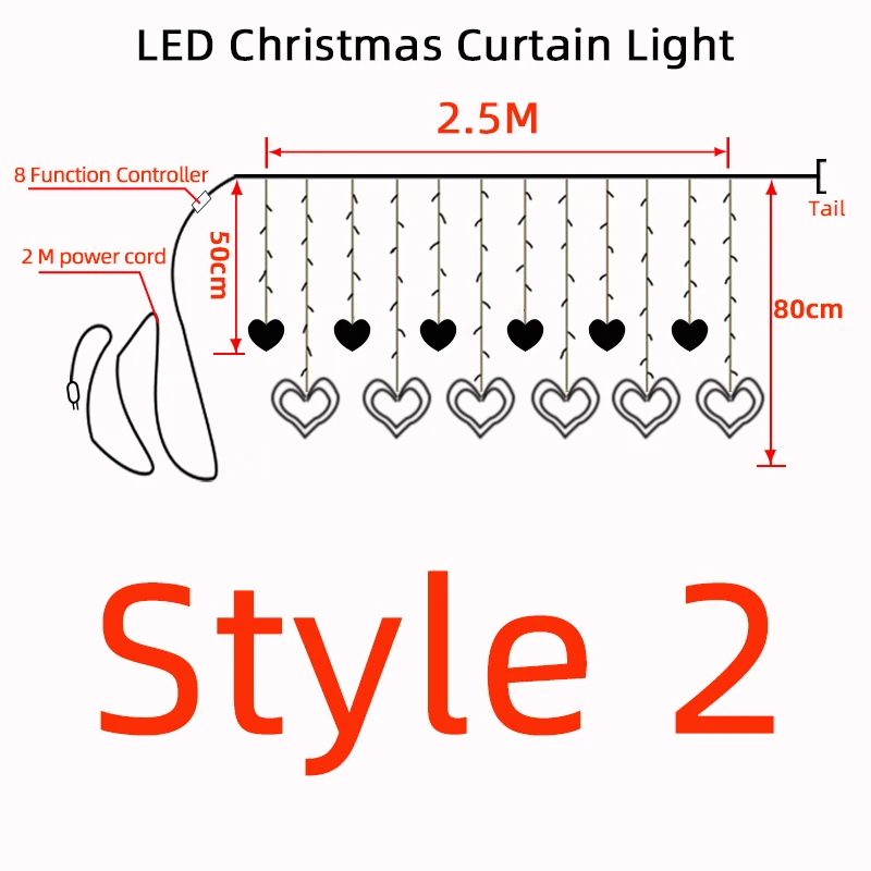 2.5M Led Christmas  fairy string curtain lights