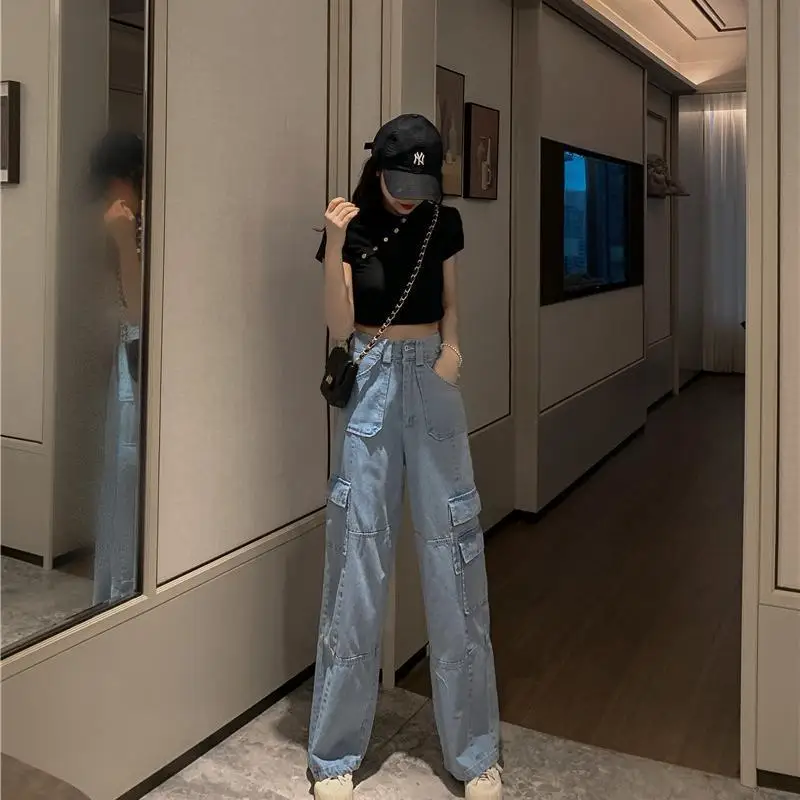 

High Waist Straight Jeans Women Kim Hyun A 2020 Fall Loose Korean Wide Leg Pants Vintage Jeans Woman High Waist Baggy Jeans