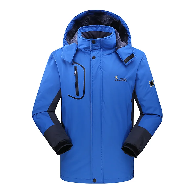 Открытый плащ куртка мужская COUPLE'S Лыжная альпинистская теплая водонепроницаемая Ветроустойчивая хлопковая стеганая одежда больших размеров осень - Цвет: Cai lan Wsh8758