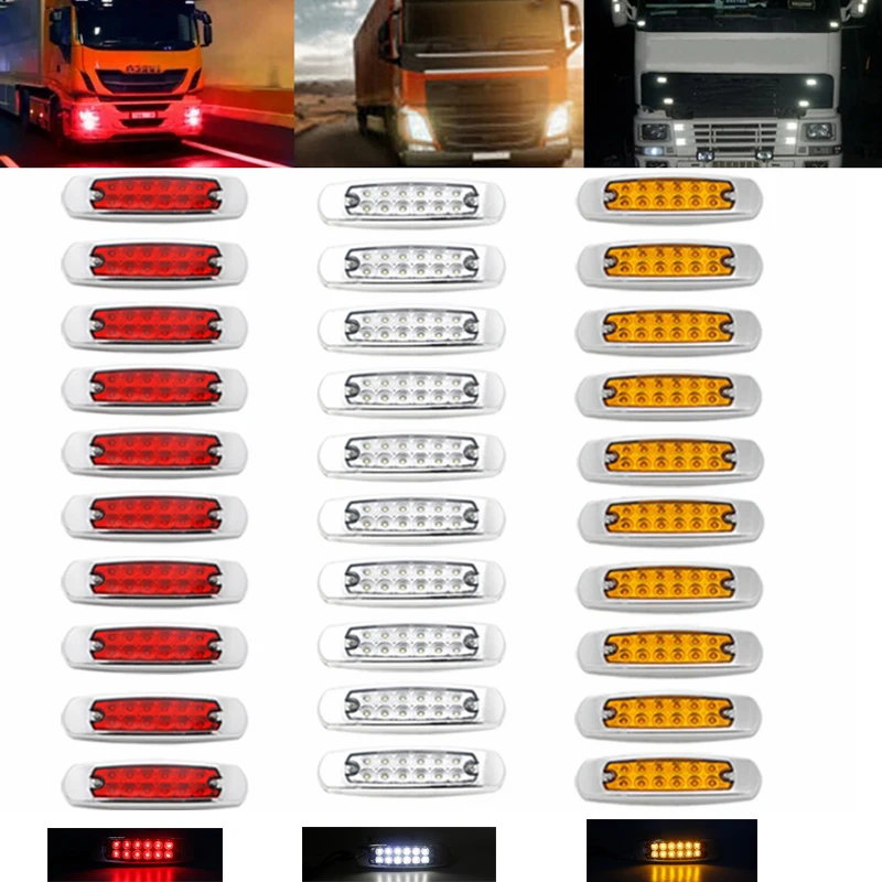 Автомобильный Внешнее освещение 12V 24V 12 Светодиодный прицеп пикап Боковые